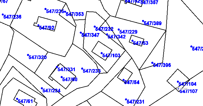 Parcela st. 547/103 v KÚ Frymburk, Katastrální mapa