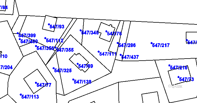 Parcela st. 547/111 v KÚ Frymburk, Katastrální mapa