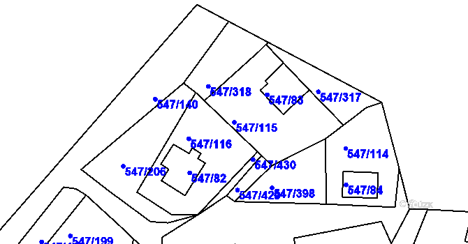Parcela st. 547/115 v KÚ Frymburk, Katastrální mapa