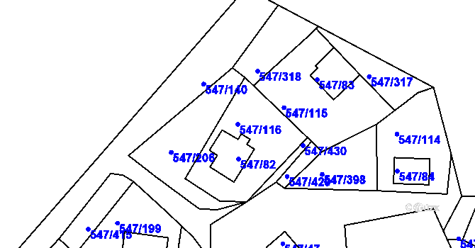 Parcela st. 547/116 v KÚ Frymburk, Katastrální mapa