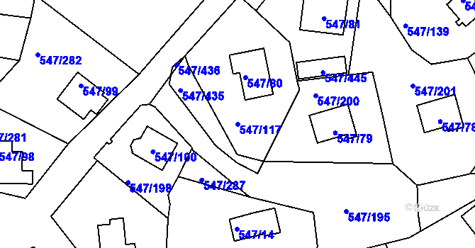 Parcela st. 547/117 v KÚ Frymburk, Katastrální mapa