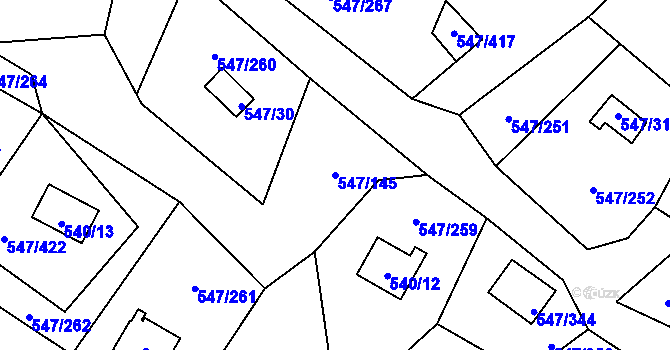 Parcela st. 547/145 v KÚ Frymburk, Katastrální mapa