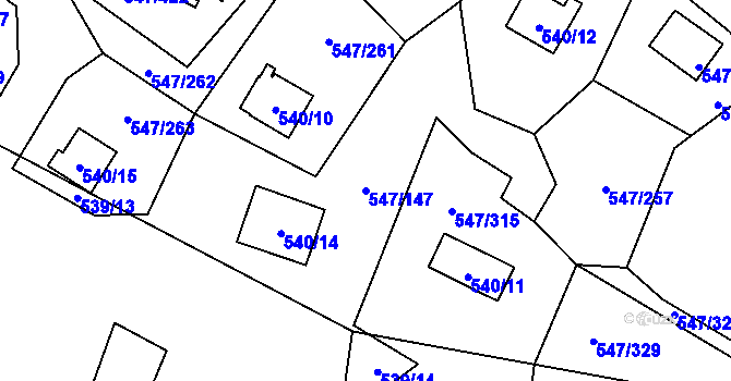 Parcela st. 547/147 v KÚ Frymburk, Katastrální mapa
