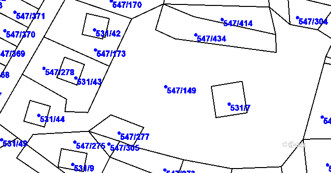 Parcela st. 547/149 v KÚ Frymburk, Katastrální mapa