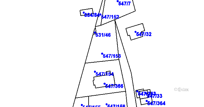 Parcela st. 547/153 v KÚ Frymburk, Katastrální mapa