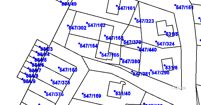 Parcela st. 547/165 v KÚ Frymburk, Katastrální mapa