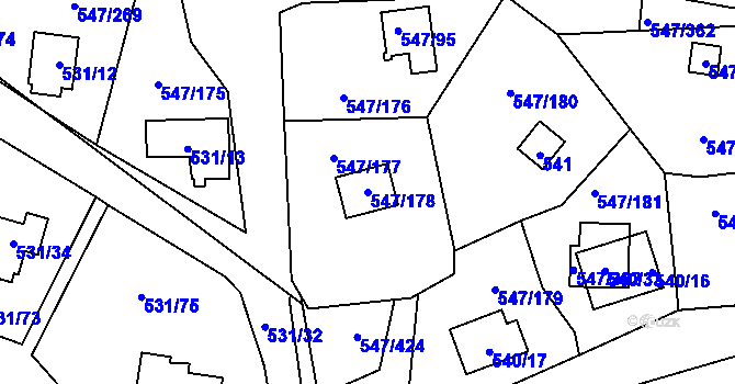 Parcela st. 547/178 v KÚ Frymburk, Katastrální mapa