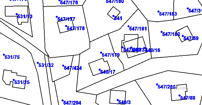 Parcela st. 547/179 v KÚ Frymburk, Katastrální mapa