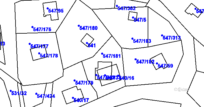 Parcela st. 547/181 v KÚ Frymburk, Katastrální mapa