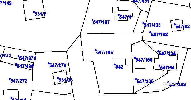 Parcela st. 547/186 v KÚ Frymburk, Katastrální mapa