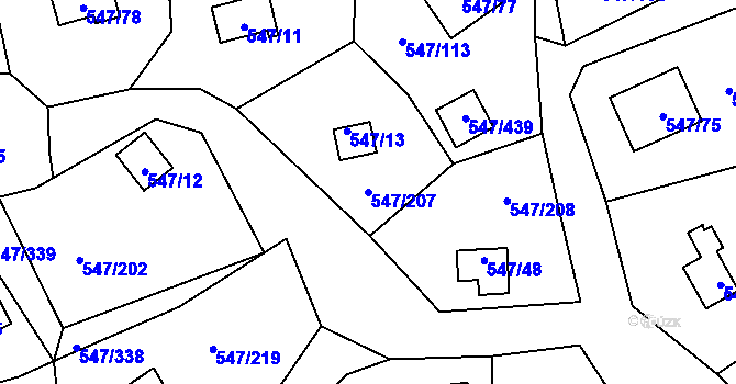 Parcela st. 547/207 v KÚ Frymburk, Katastrální mapa