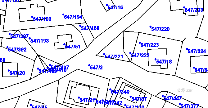 Parcela st. 547/221 v KÚ Frymburk, Katastrální mapa