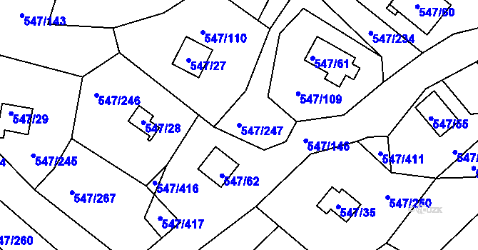 Parcela st. 547/247 v KÚ Frymburk, Katastrální mapa