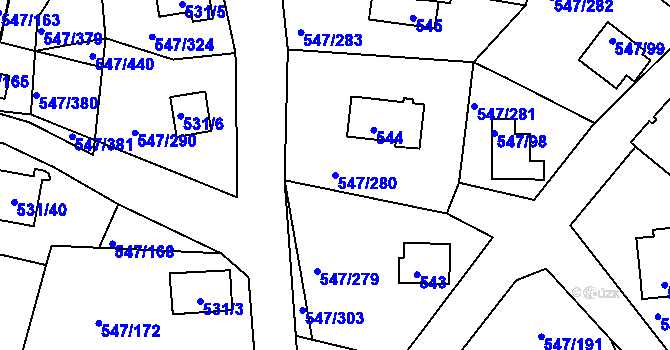 Parcela st. 547/280 v KÚ Frymburk, Katastrální mapa