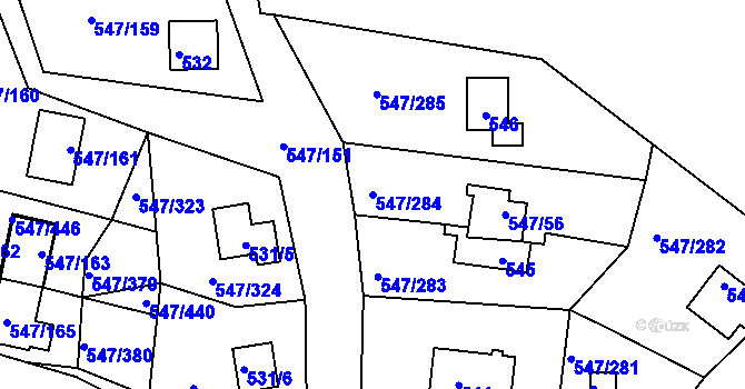 Parcela st. 547/284 v KÚ Frymburk, Katastrální mapa