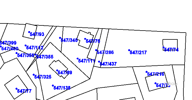 Parcela st. 547/286 v KÚ Frymburk, Katastrální mapa