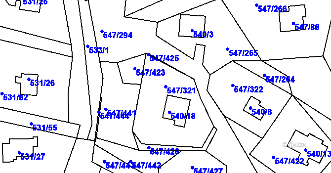 Parcela st. 547/321 v KÚ Frymburk, Katastrální mapa