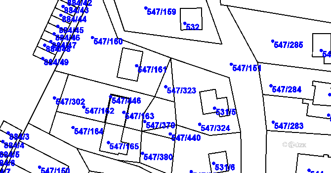 Parcela st. 547/323 v KÚ Frymburk, Katastrální mapa