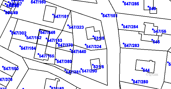 Parcela st. 547/324 v KÚ Frymburk, Katastrální mapa