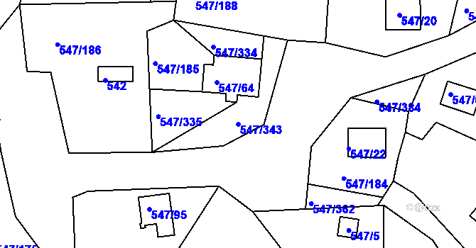 Parcela st. 547/343 v KÚ Frymburk, Katastrální mapa