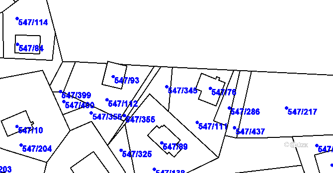 Parcela st. 547/345 v KÚ Frymburk, Katastrální mapa
