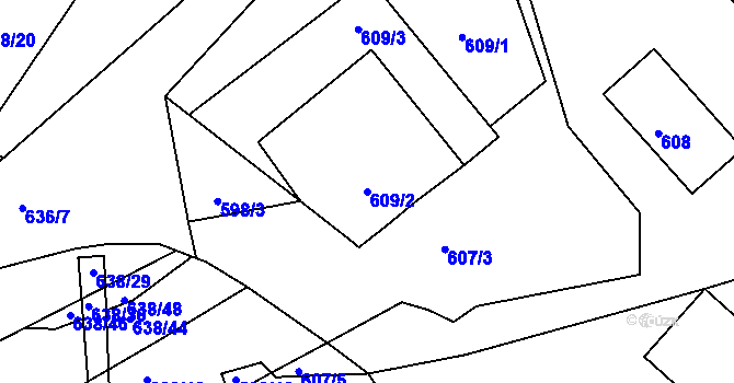 Parcela st. 609/2 v KÚ Frymburk, Katastrální mapa