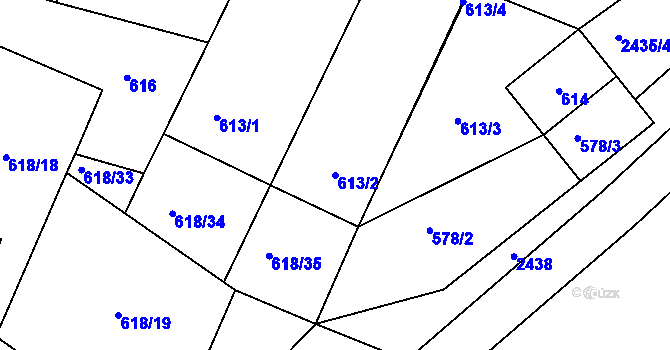 Parcela st. 613/2 v KÚ Frymburk, Katastrální mapa