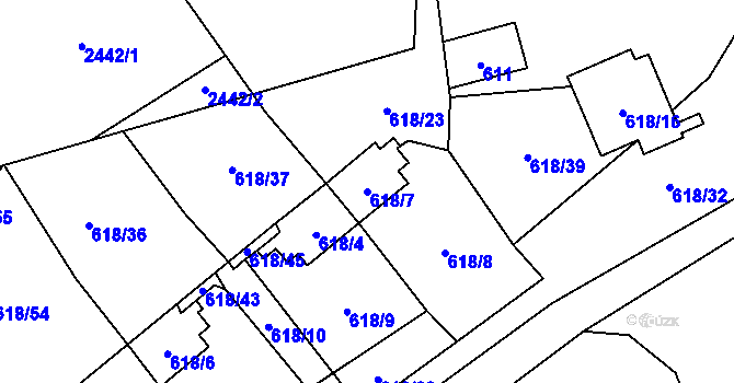 Parcela st. 618/7 v KÚ Frymburk, Katastrální mapa