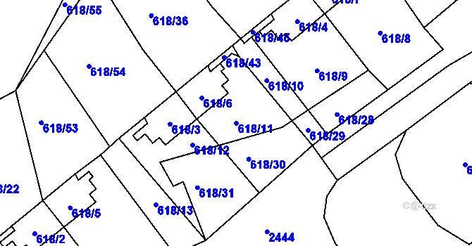 Parcela st. 618/11 v KÚ Frymburk, Katastrální mapa