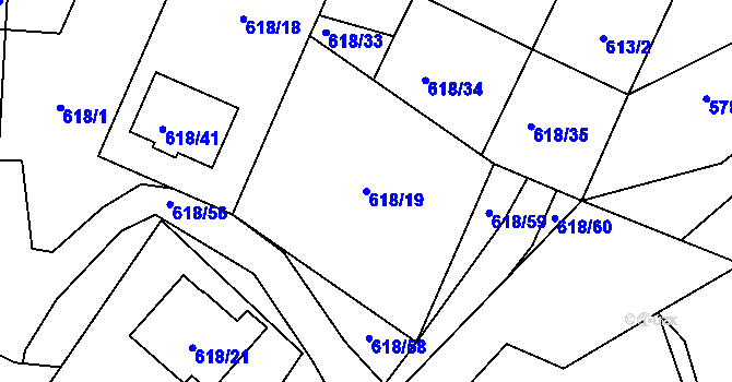 Parcela st. 618/19 v KÚ Frymburk, Katastrální mapa