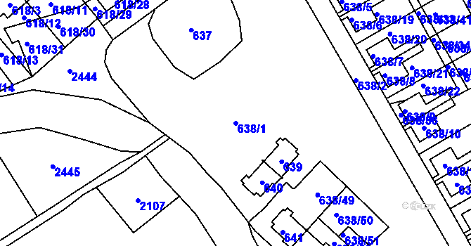 Parcela st. 638/1 v KÚ Frymburk, Katastrální mapa