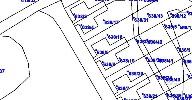 Parcela st. 638/5 v KÚ Frymburk, Katastrální mapa