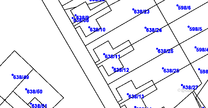 Parcela st. 638/11 v KÚ Frymburk, Katastrální mapa