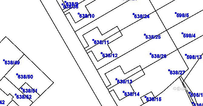 Parcela st. 638/12 v KÚ Frymburk, Katastrální mapa