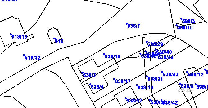 Parcela st. 638/16 v KÚ Frymburk, Katastrální mapa
