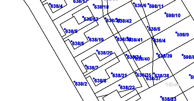 Parcela st. 638/20 v KÚ Frymburk, Katastrální mapa