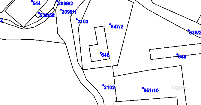 Parcela st. 646 v KÚ Frymburk, Katastrální mapa