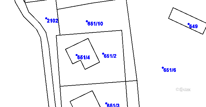 Parcela st. 651/2 v KÚ Frymburk, Katastrální mapa