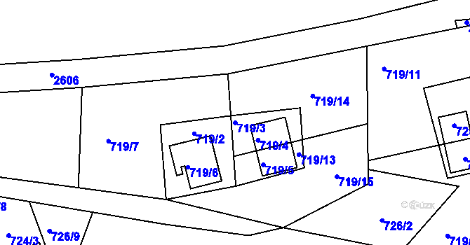 Parcela st. 719/3 v KÚ Frymburk, Katastrální mapa