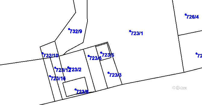 Parcela st. 723/5 v KÚ Frymburk, Katastrální mapa