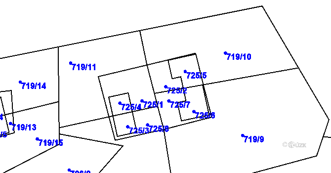 Parcela st. 725/2 v KÚ Frymburk, Katastrální mapa