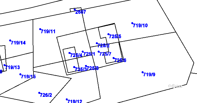Parcela st. 725/7 v KÚ Frymburk, Katastrální mapa