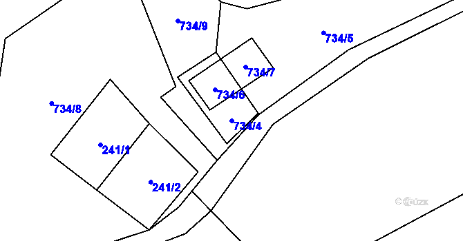 Parcela st. 734/4 v KÚ Frymburk, Katastrální mapa