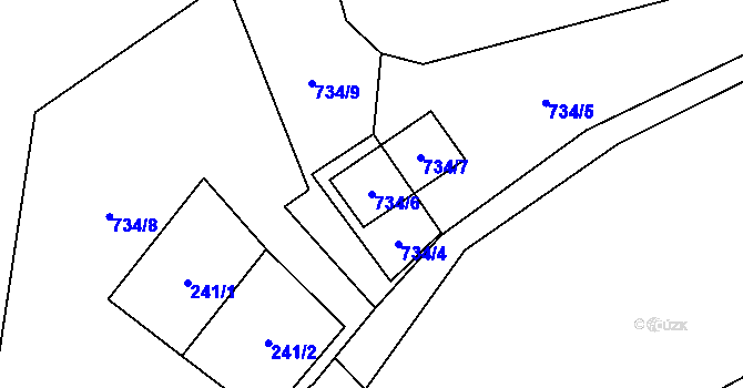 Parcela st. 734/6 v KÚ Frymburk, Katastrální mapa