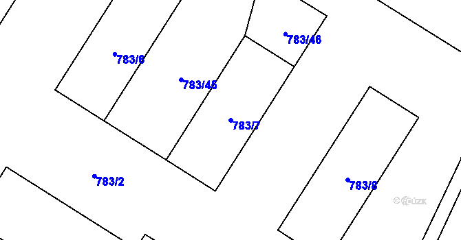 Parcela st. 783/7 v KÚ Frymburk, Katastrální mapa