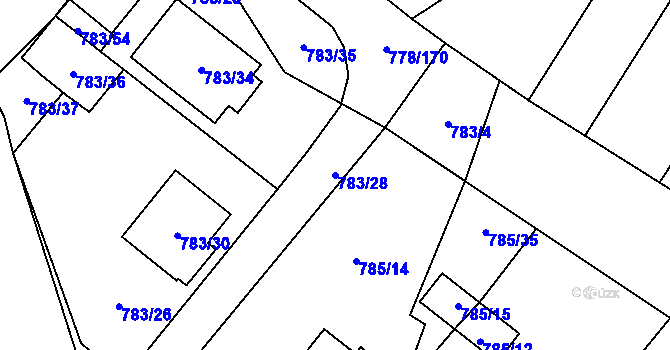 Parcela st. 783/28 v KÚ Frymburk, Katastrální mapa