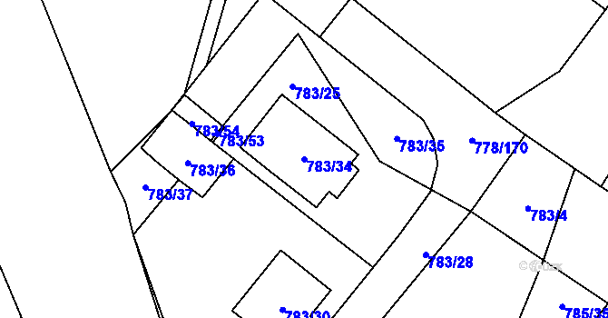 Parcela st. 783/34 v KÚ Frymburk, Katastrální mapa