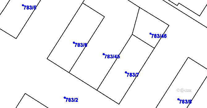 Parcela st. 783/45 v KÚ Frymburk, Katastrální mapa