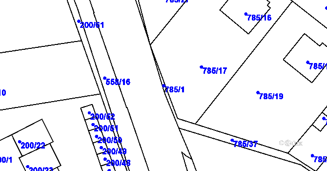 Parcela st. 785/1 v KÚ Frymburk, Katastrální mapa