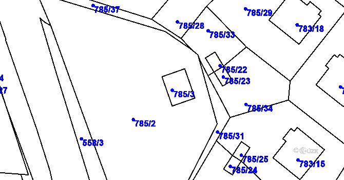Parcela st. 785/3 v KÚ Frymburk, Katastrální mapa
